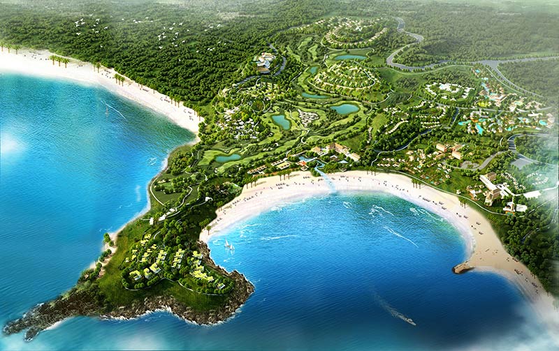 Mandalika Resort rendering of Mandalika Resort from above A'an Bay